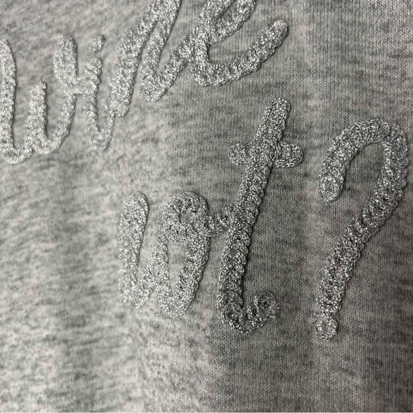 Reitmans WINE NOT? sparkly pullover long sleeve hoodie sweater grey silver - Picture 6 of 8